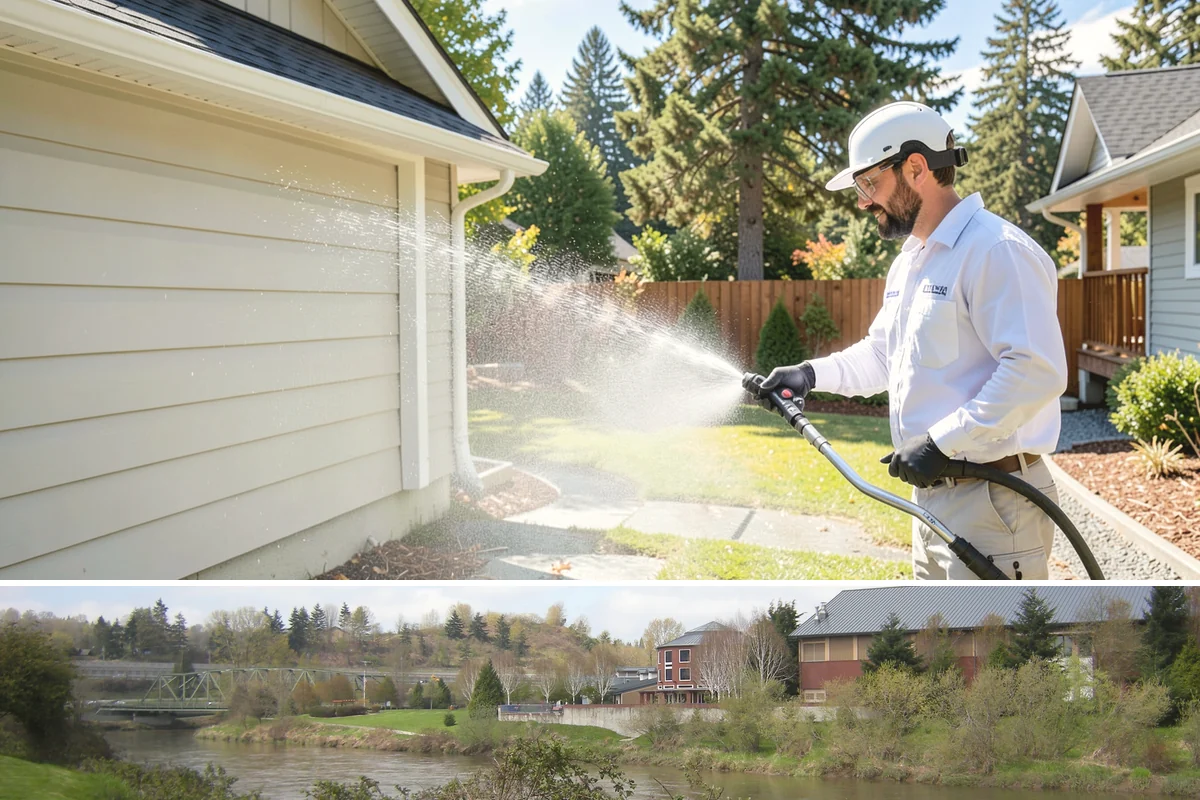EIFS Cleaning in Tukwila, King County, WA - Schedule in the dry summer stretch so the sensitive system dries fully and stays free of trapped moisture.