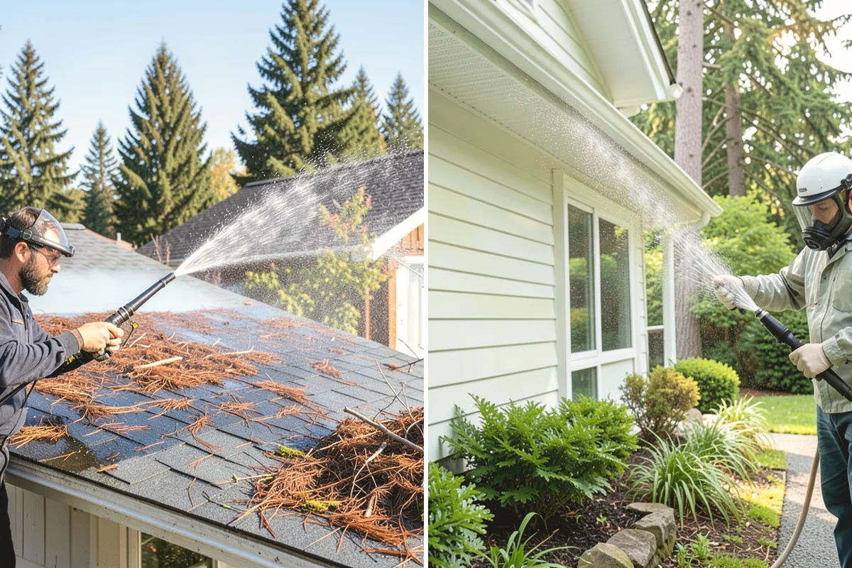 Entrance Canopy Cleaning in Anacortes, Skagit County, WA - Protect the entry area and stage safe overhead access