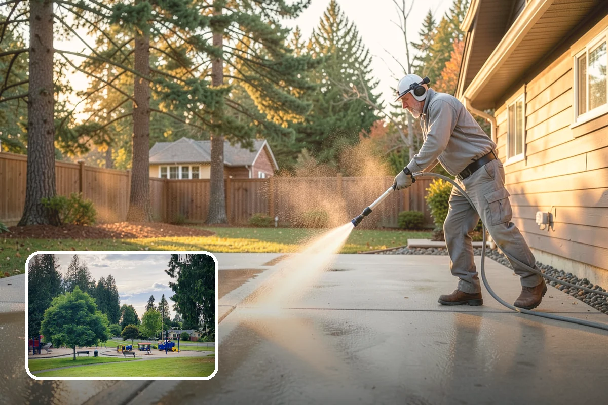 Entrance Canopy Cleaning in Bonney Lake, Pierce County, WA - Brightens the canopy underside that visitors see first