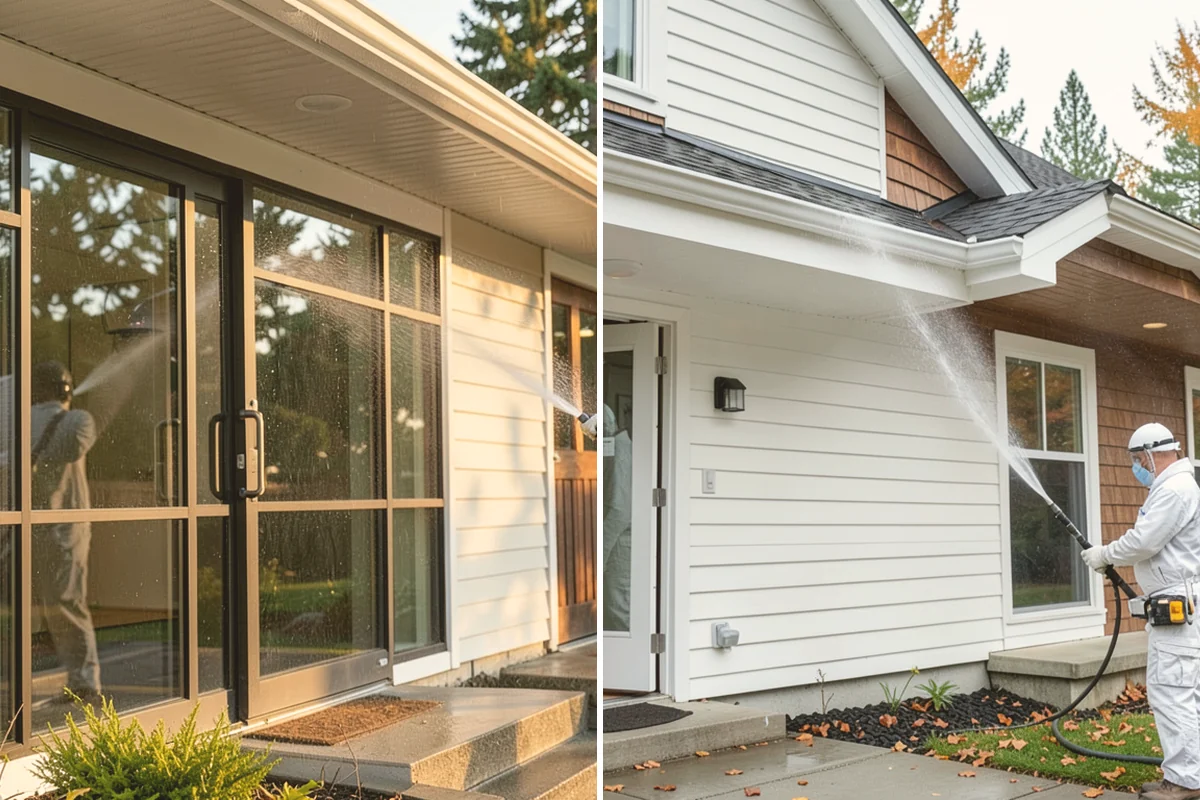 Entrance Canopy Cleaning in Brier, Snohomish County, WA - Protect the entry area and stage safe overhead access