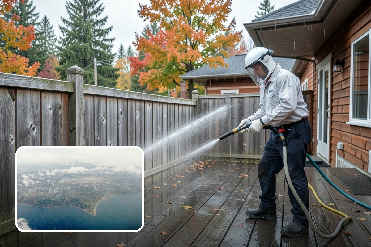 Entrance Canopy Cleaning in Burien, King County, WA - Brightens the canopy underside that visitors see first