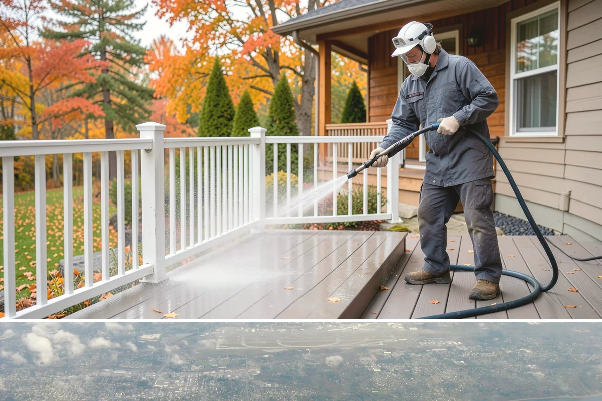 Entrance Canopy Cleaning in Burien, King County, WA - Spring cleaning clears the algae that accumulates over the wet winter, with a fall touch-up to remove seasonal debris.