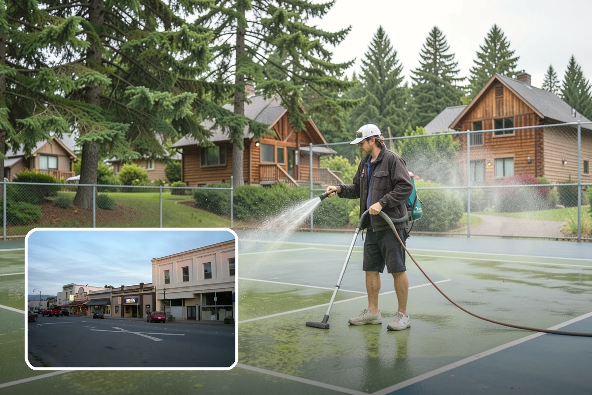 Entrance Canopy Cleaning in Burlington, Skagit County, WA - Brightens the canopy underside that visitors see first