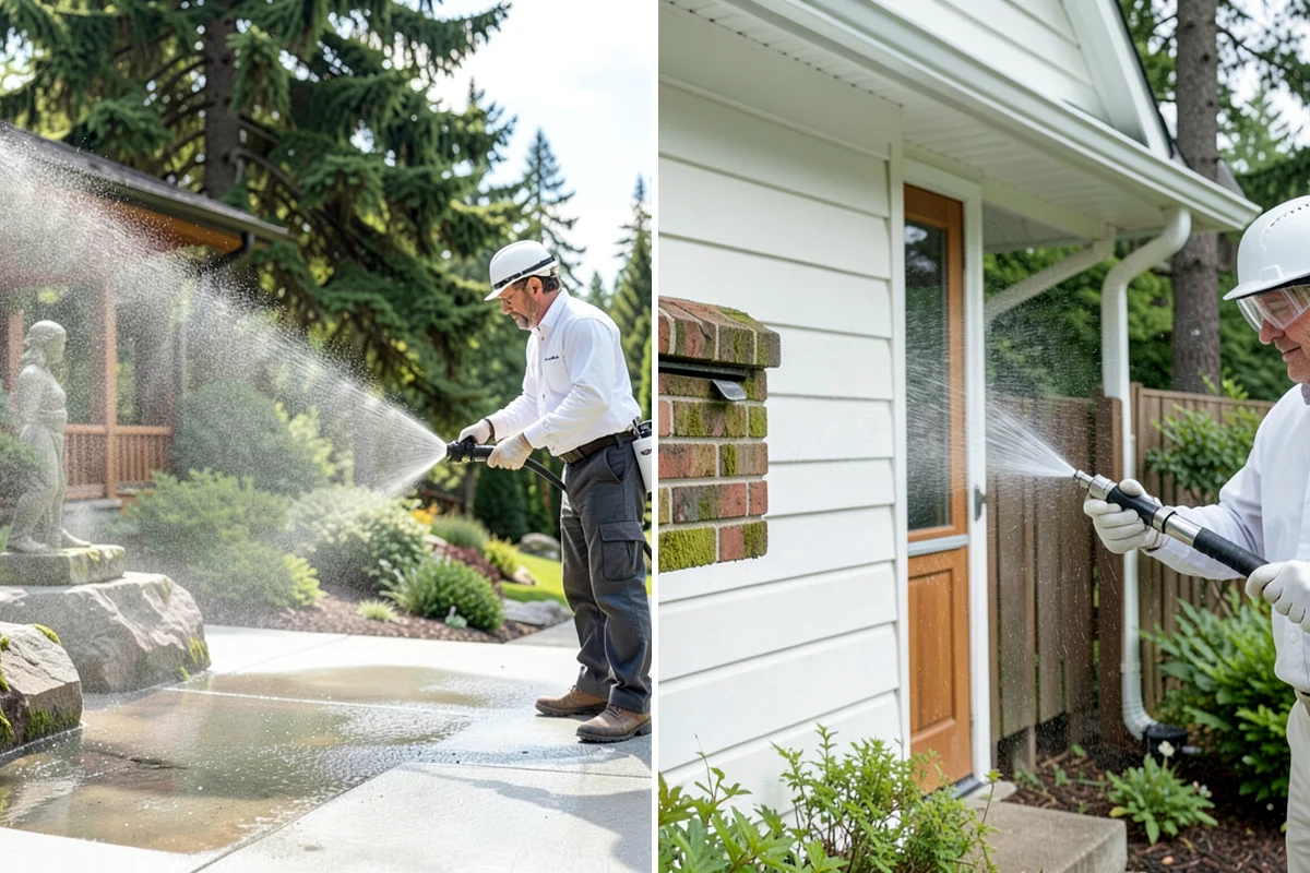 Entrance Canopy Cleaning in Concrete, Skagit County, WA - Protect the entry area and stage safe overhead access