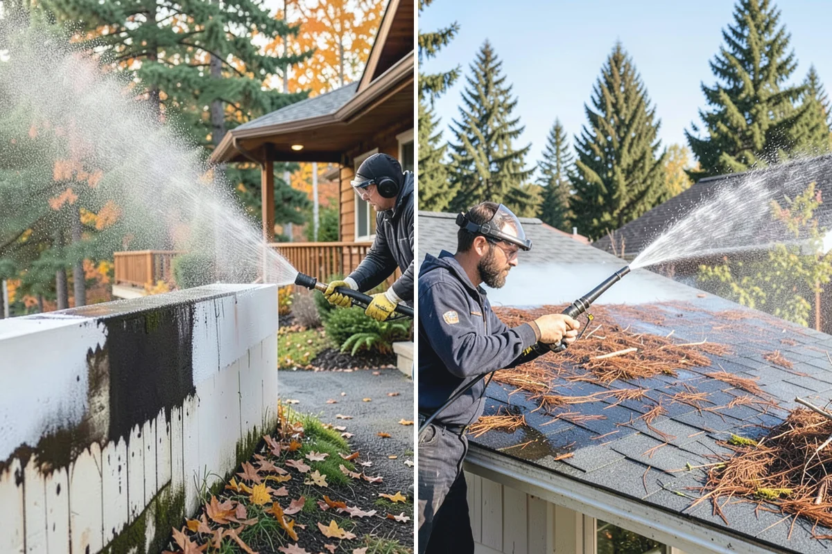 Entrance Canopy Cleaning in Coupeville, Island County, WA - Protect the entry area and stage safe overhead access
