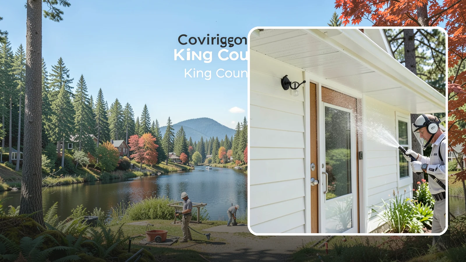 Entrance Canopy Cleaning in Covington, King County, WA - Overhead cleaning of entrance canopies and porte-cocheres that removes algae streaks, cobwebs, and grime from the first thing...