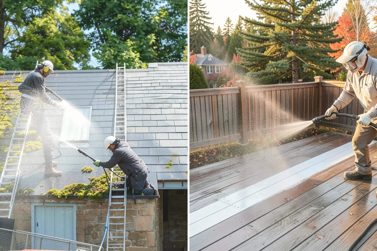 Entrance Canopy Cleaning in Covington, King County, WA - Protect the entry area and stage safe overhead access
