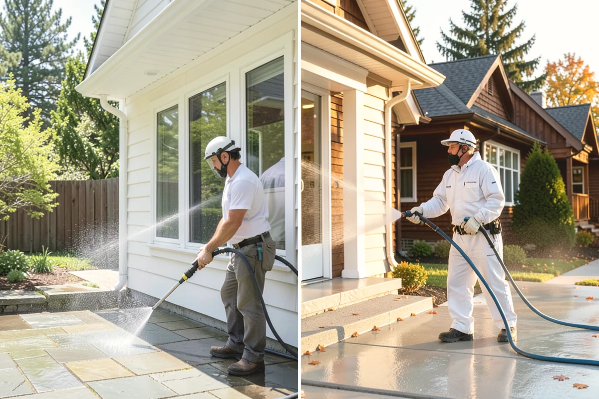 Entrance Canopy Cleaning in Duvall, King County, WA - Protect the entry area and stage safe overhead access