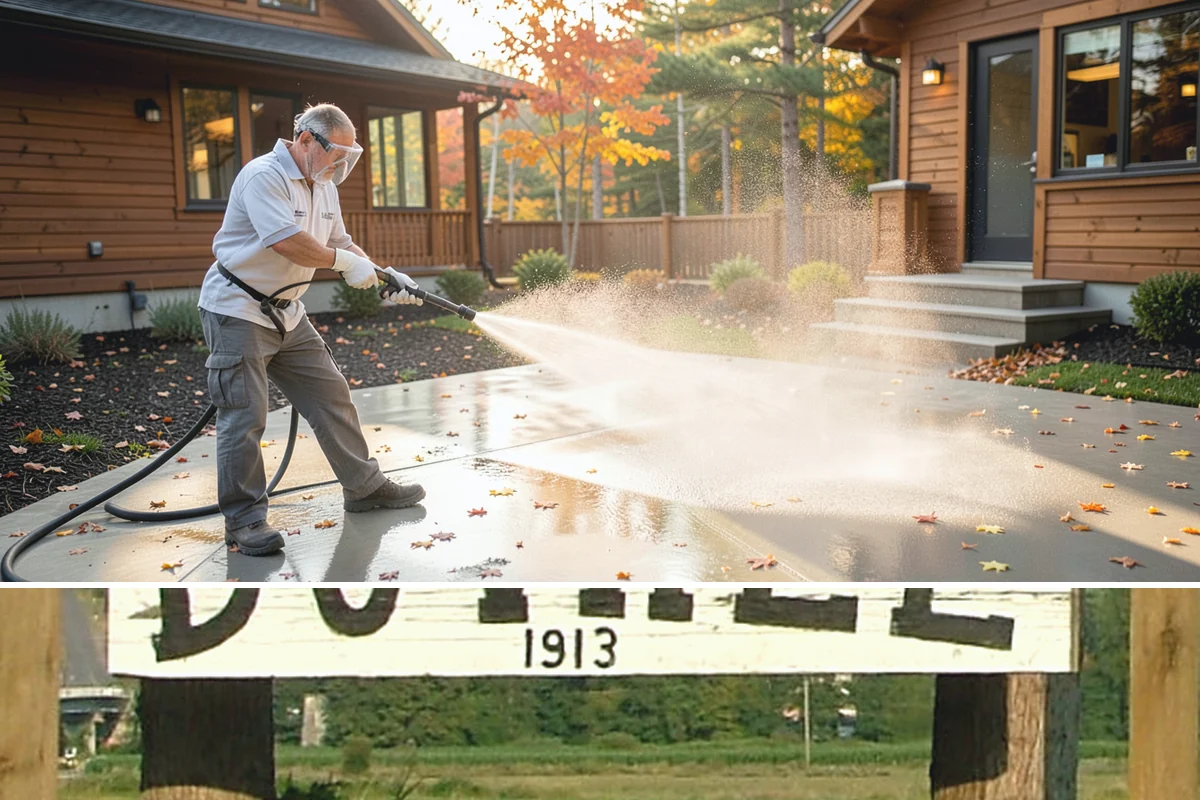 Entrance Canopy Cleaning in Duvall, King County, WA - Spring cleaning clears the algae that accumulates over the wet winter, with a fall touch-up to remove seasonal debris.