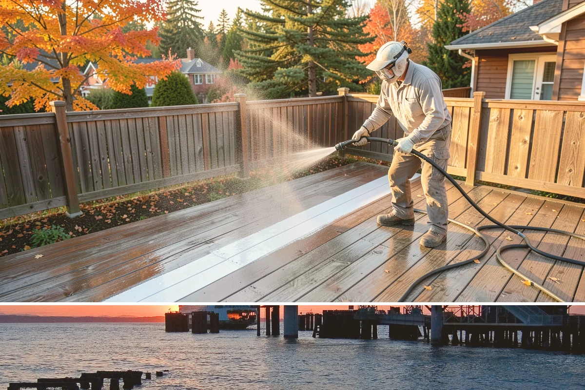 Entrance Canopy Cleaning in Edmonds, Snohomish County, WA - Spring cleaning clears the algae that accumulates over the wet winter, with a fall touch-up to remove seasonal debris.
