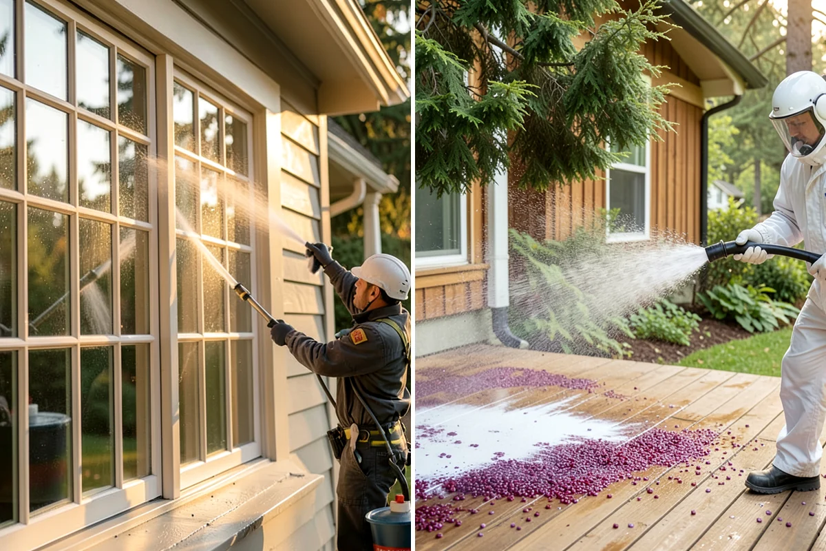 Entrance Canopy Cleaning in Everett, Snohomish County, WA - Protect the entry area and stage safe overhead access