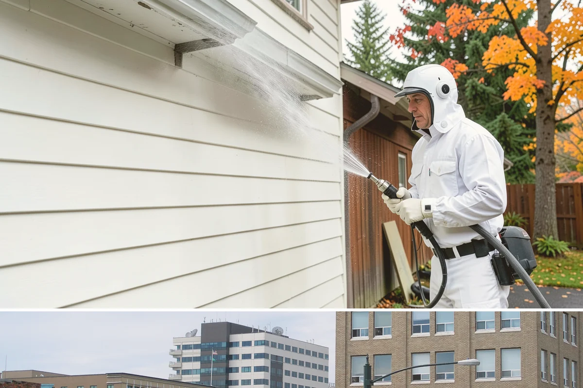 Entrance Canopy Cleaning in Everett, Snohomish County, WA - Spring cleaning clears the algae that accumulates over the wet winter, with a fall touch-up to remove seasonal debris.