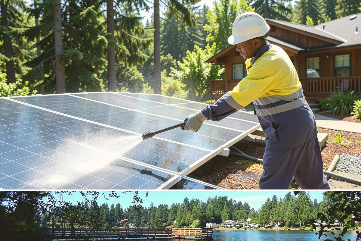 Entrance Canopy Cleaning in Federal Way, King County, WA - Spring cleaning clears the algae that accumulates over the wet winter, with a fall touch-up to remove seasonal debris.