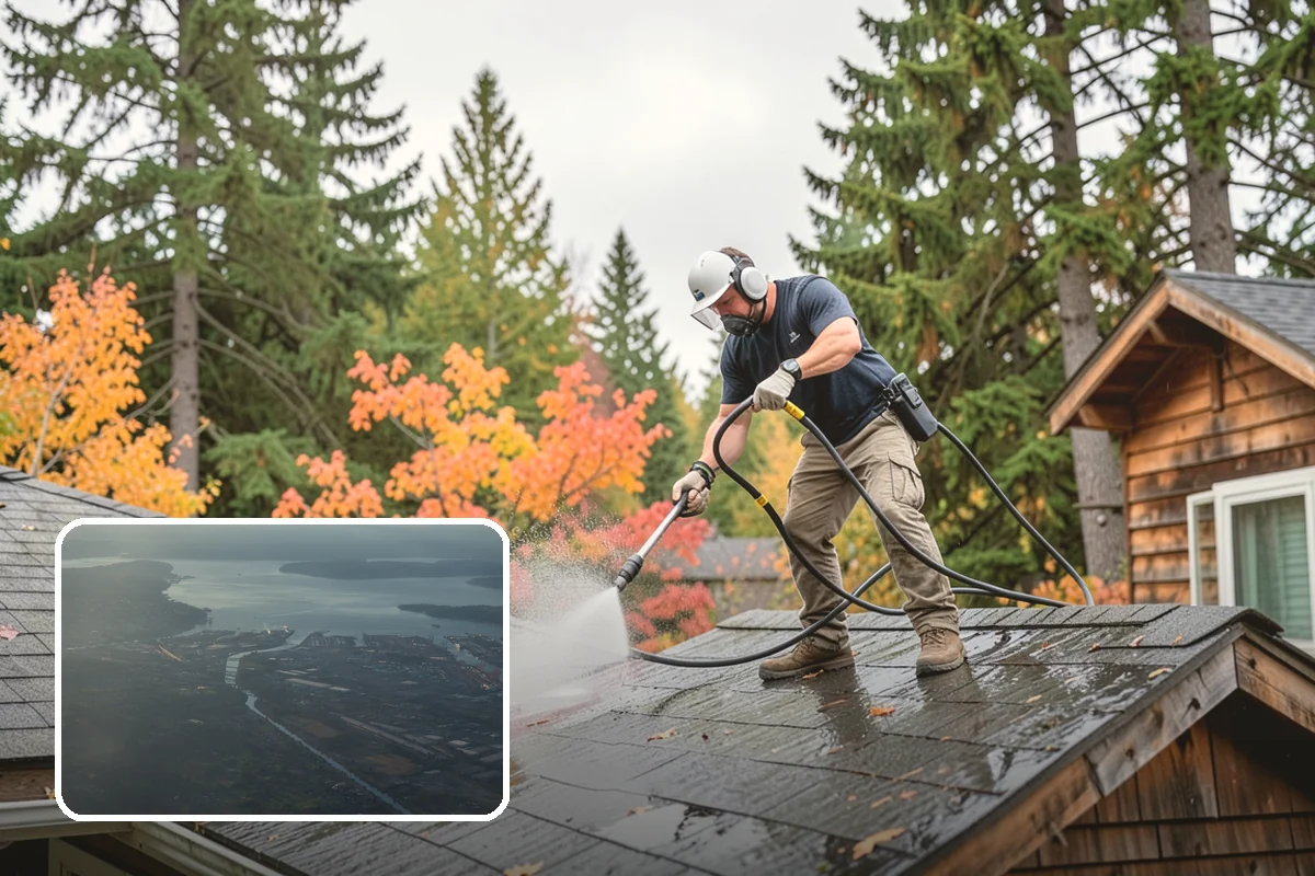 Entrance Canopy Cleaning in Fife, Pierce County, WA - Brightens the canopy underside that visitors see first