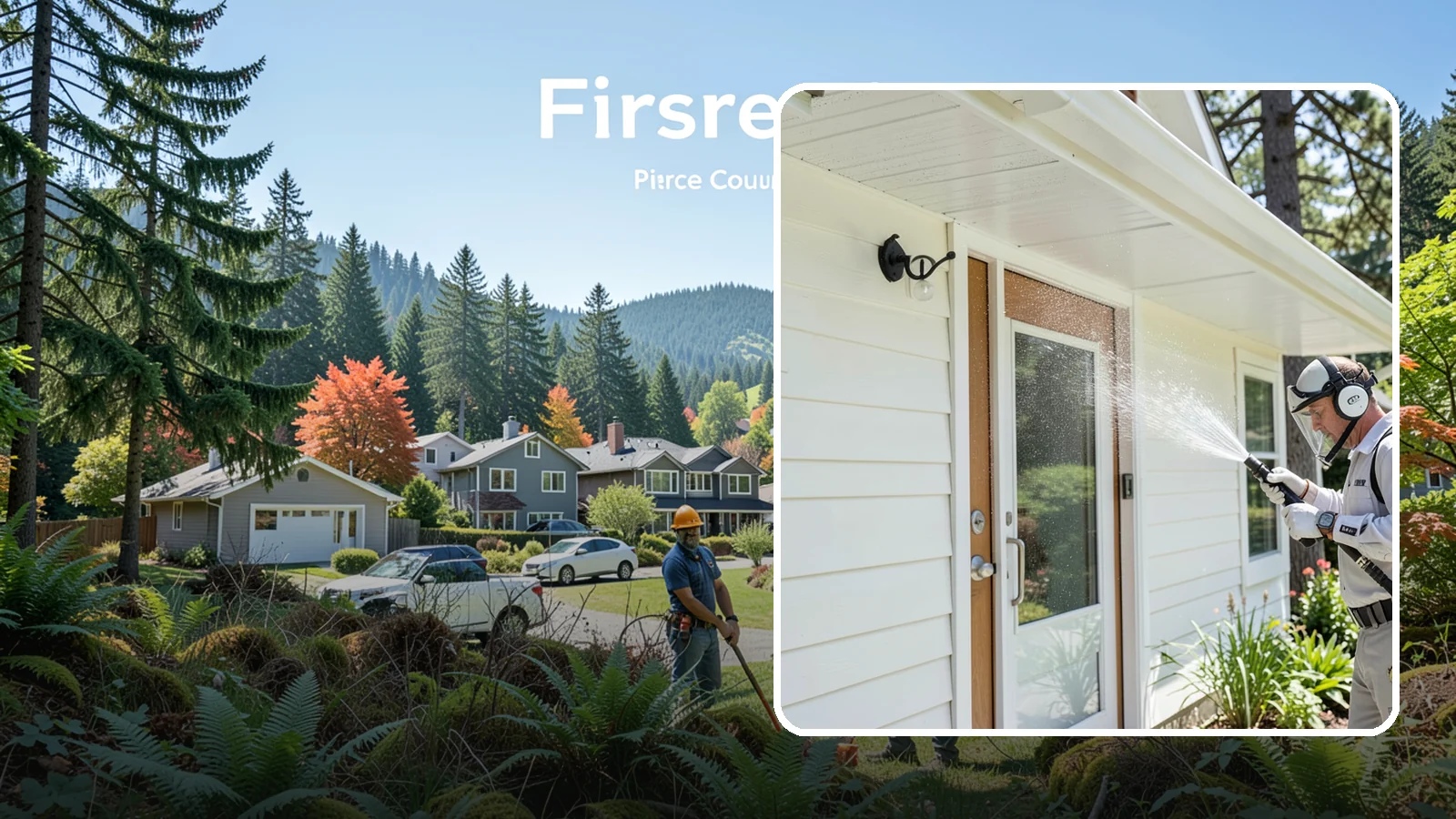 Entrance Canopy Cleaning in Fircrest, Pierce County, WA - Overhead cleaning of entrance canopies and porte-cocheres that removes algae streaks, cobwebs, and grime from the first thing...