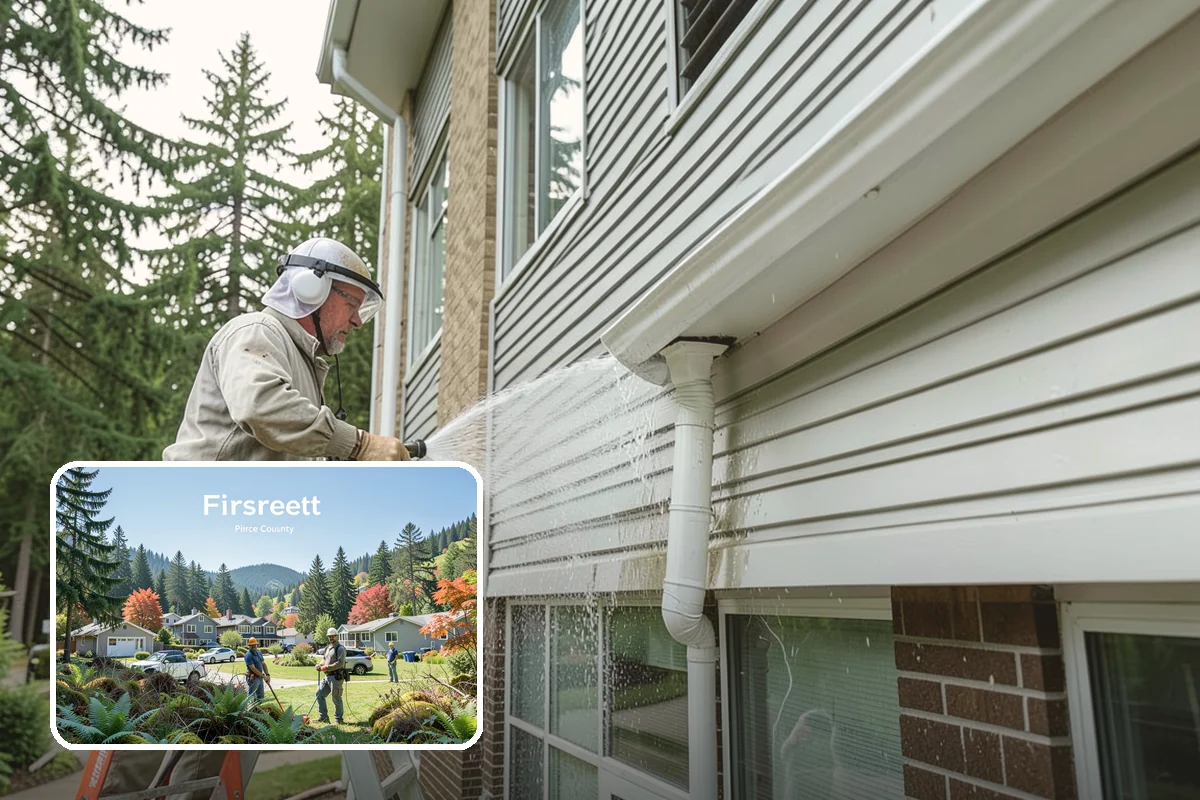 Entrance Canopy Cleaning in Fircrest, Pierce County, WA - Brightens the canopy underside that visitors see first