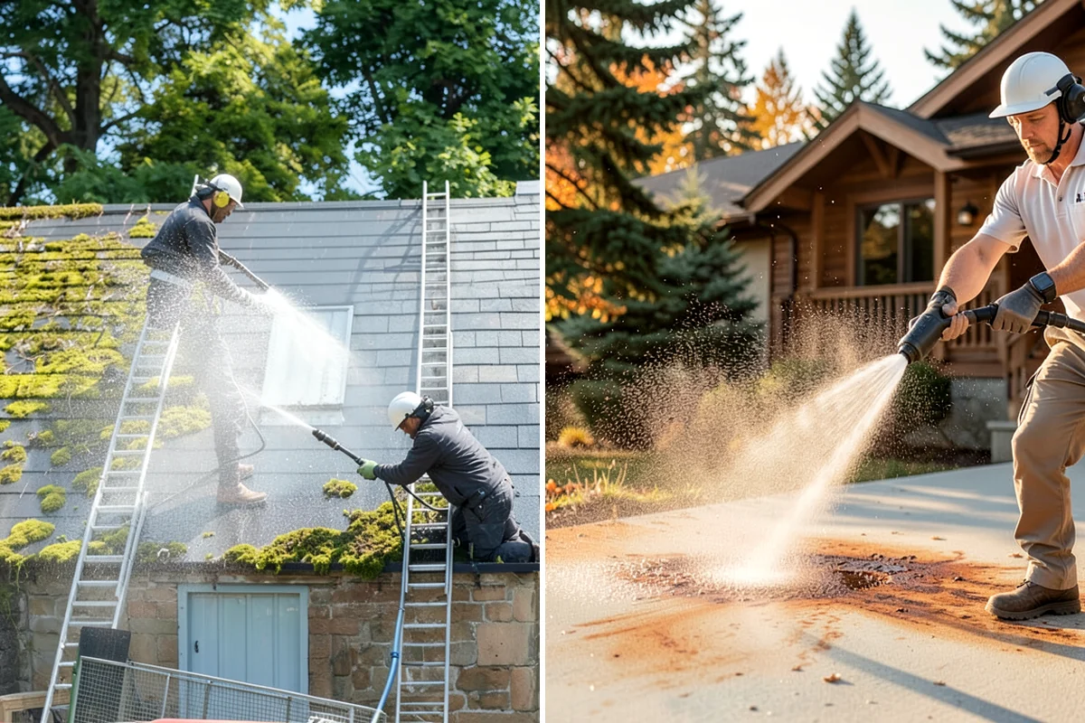 Entrance Canopy Cleaning in Gig Harbor, Pierce County, WA - Protect the entry area and stage safe overhead access