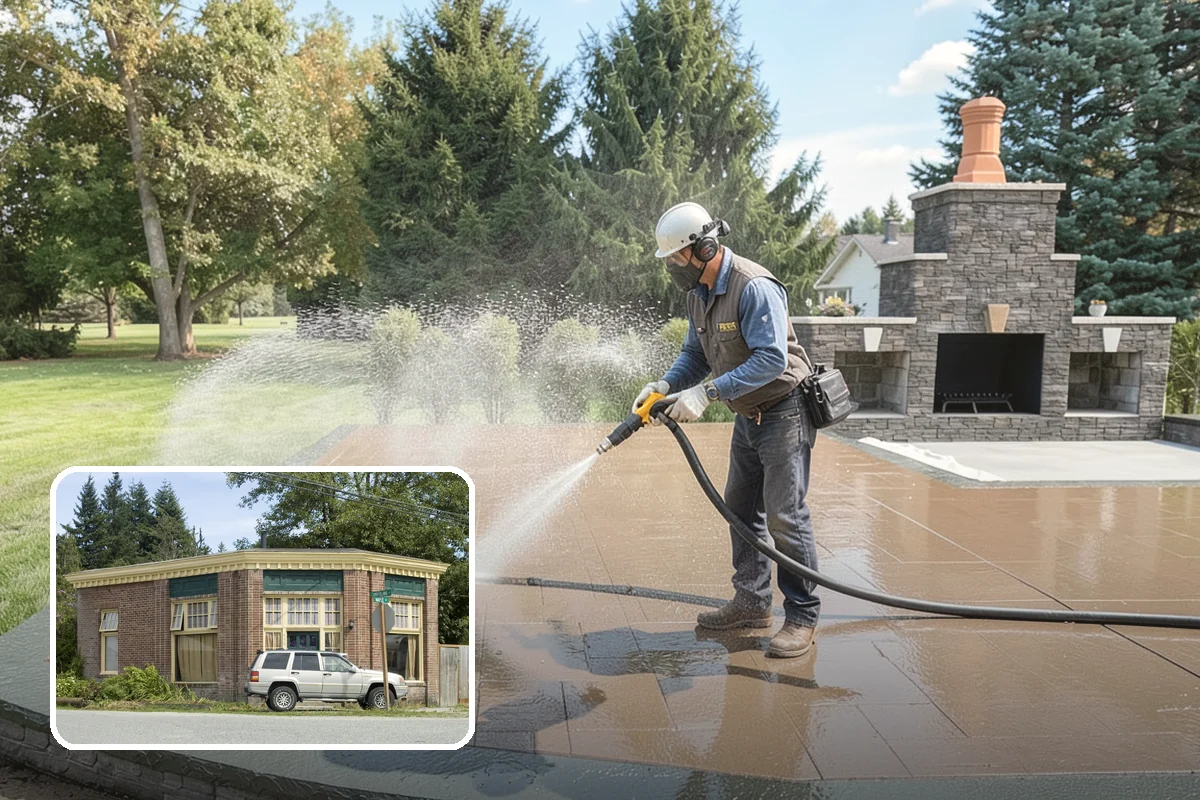 Entrance Canopy Cleaning in Hamilton, Skagit County, WA - Brightens the canopy underside that visitors see first