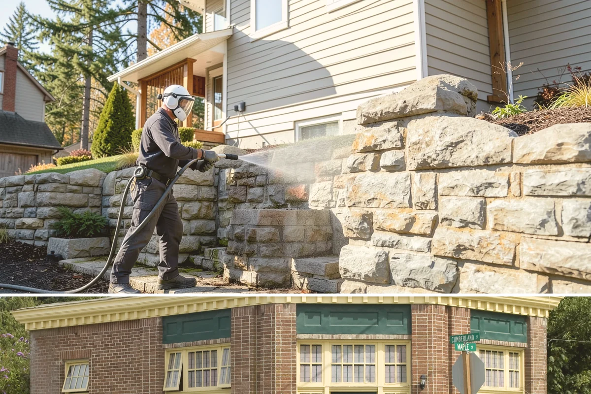 Entrance Canopy Cleaning in Hamilton, Skagit County, WA - Spring cleaning clears the algae that accumulates over the wet winter, with a fall touch-up to remove seasonal debris.