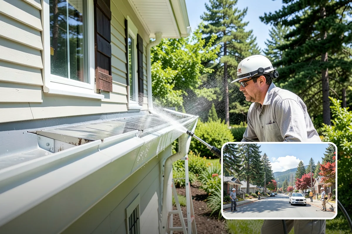 Entrance Canopy Cleaning in Hunts Point, King County, WA - Brightens the canopy underside that visitors see first