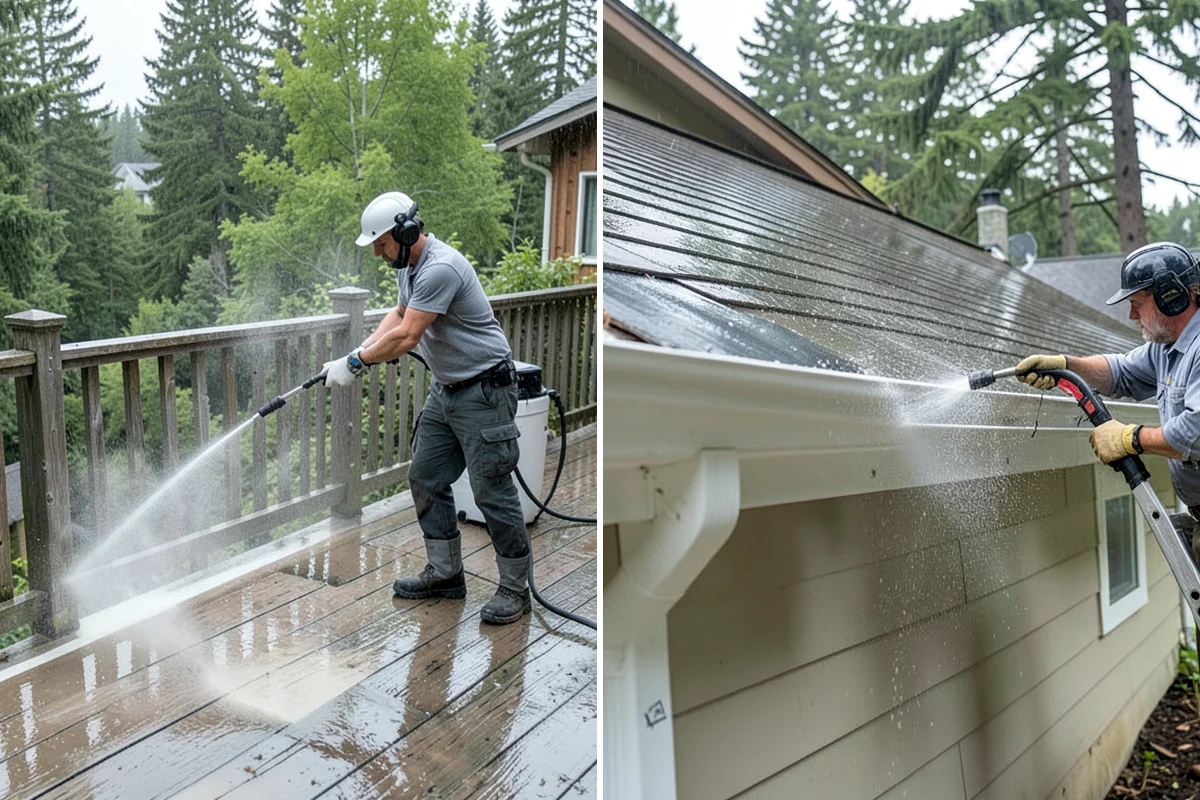 Entrance Canopy Cleaning in Hunts Point, King County, WA - Protect the entry area and stage safe overhead access