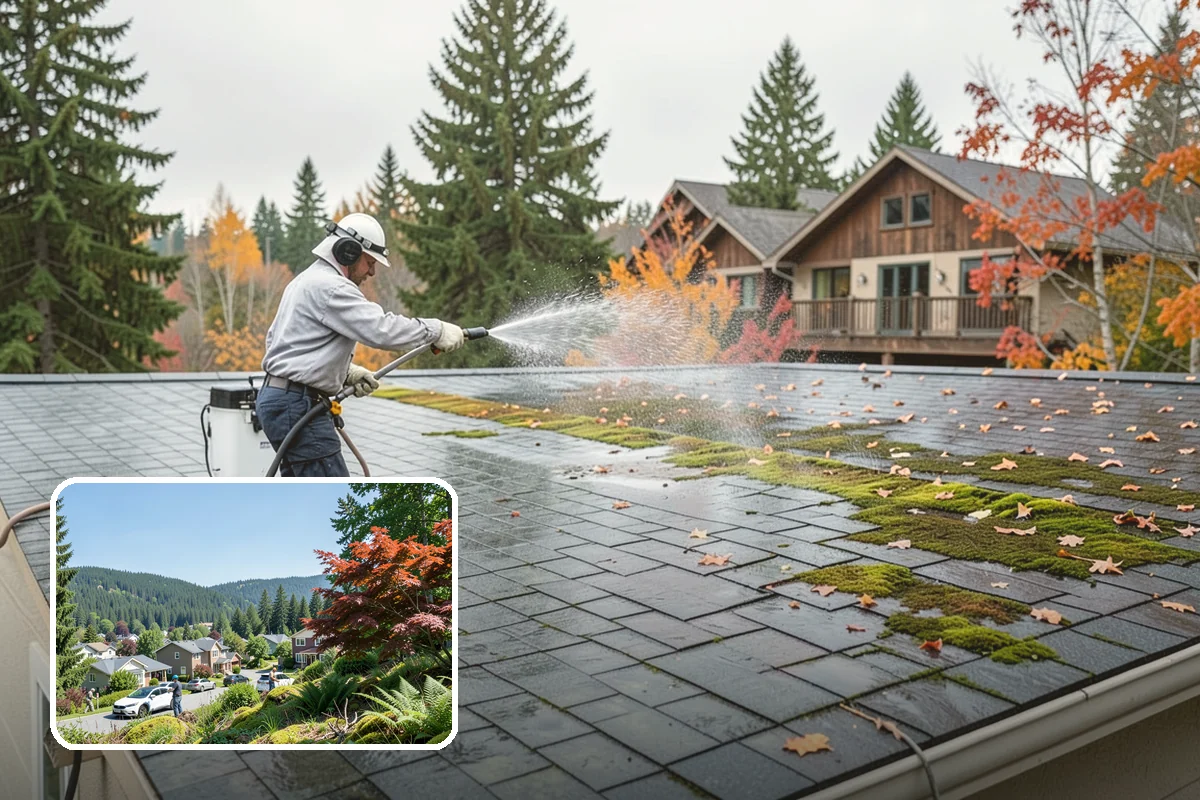 Entrance Canopy Cleaning in Index, Snohomish County, WA - Brightens the canopy underside that visitors see first