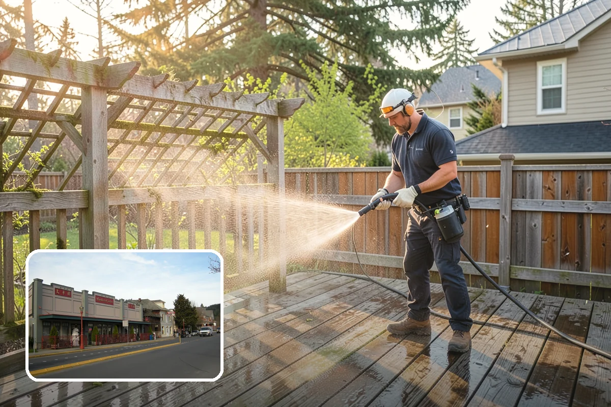 Entrance Canopy Cleaning in Issaquah, King County, WA - Brightens the canopy underside that visitors see first