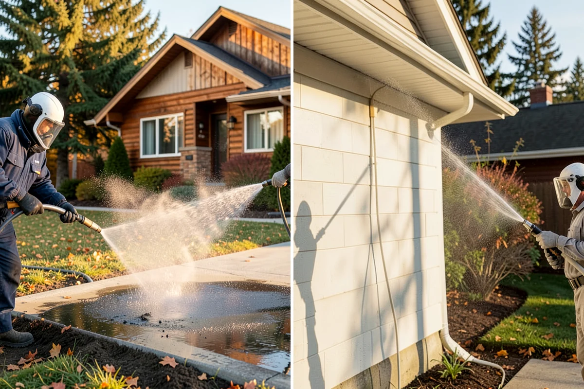 Entrance Canopy Cleaning in Kenmore, King County, WA - Protect the entry area and stage safe overhead access