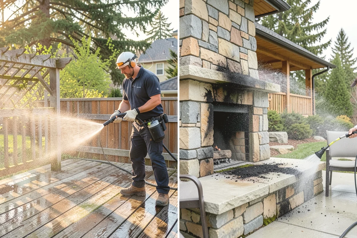 Entrance Canopy Cleaning in La Conner, Skagit County, WA - Protect the entry area and stage safe overhead access