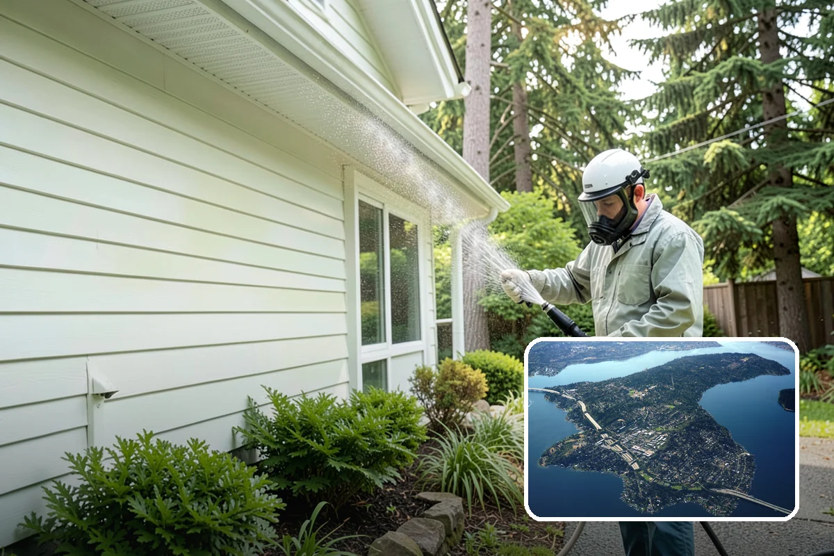Entrance Canopy Cleaning in Mercer Island, King County, WA - Brightens the canopy underside that visitors see first