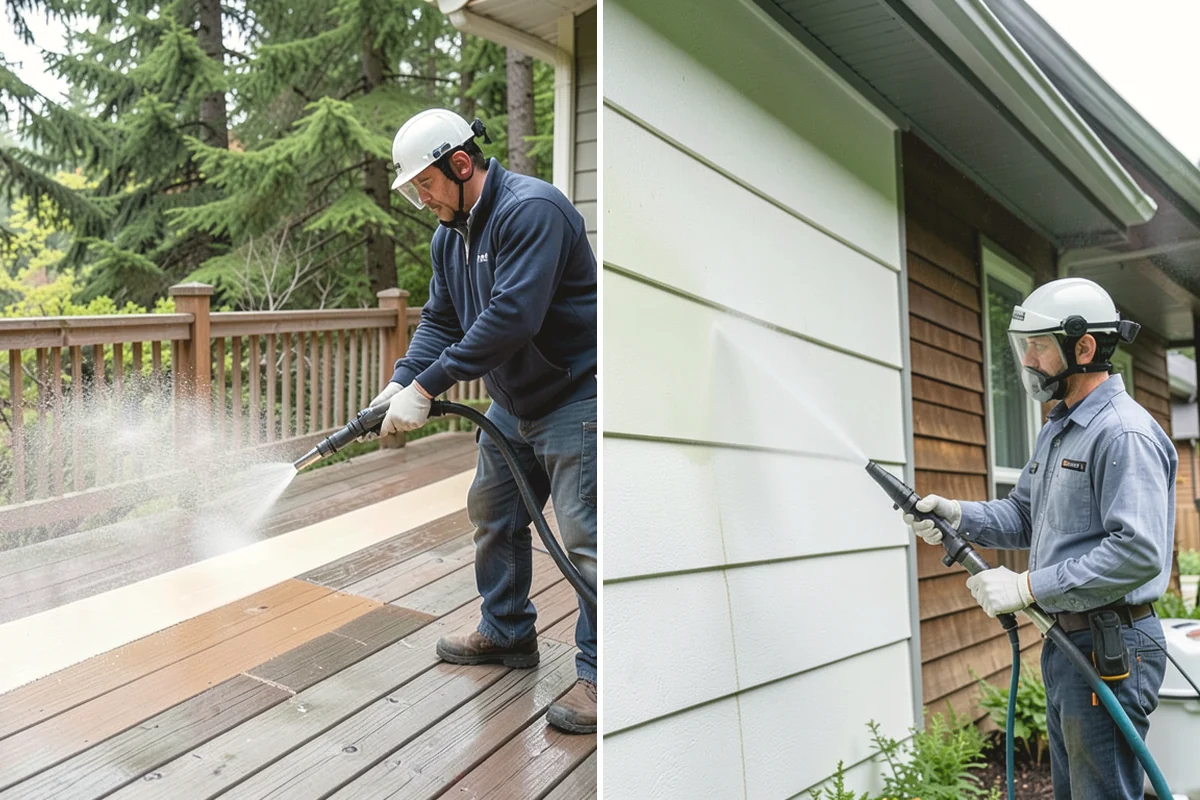 Entrance Canopy Cleaning in Mercer Island, King County, WA - Protect the entry area and stage safe overhead access