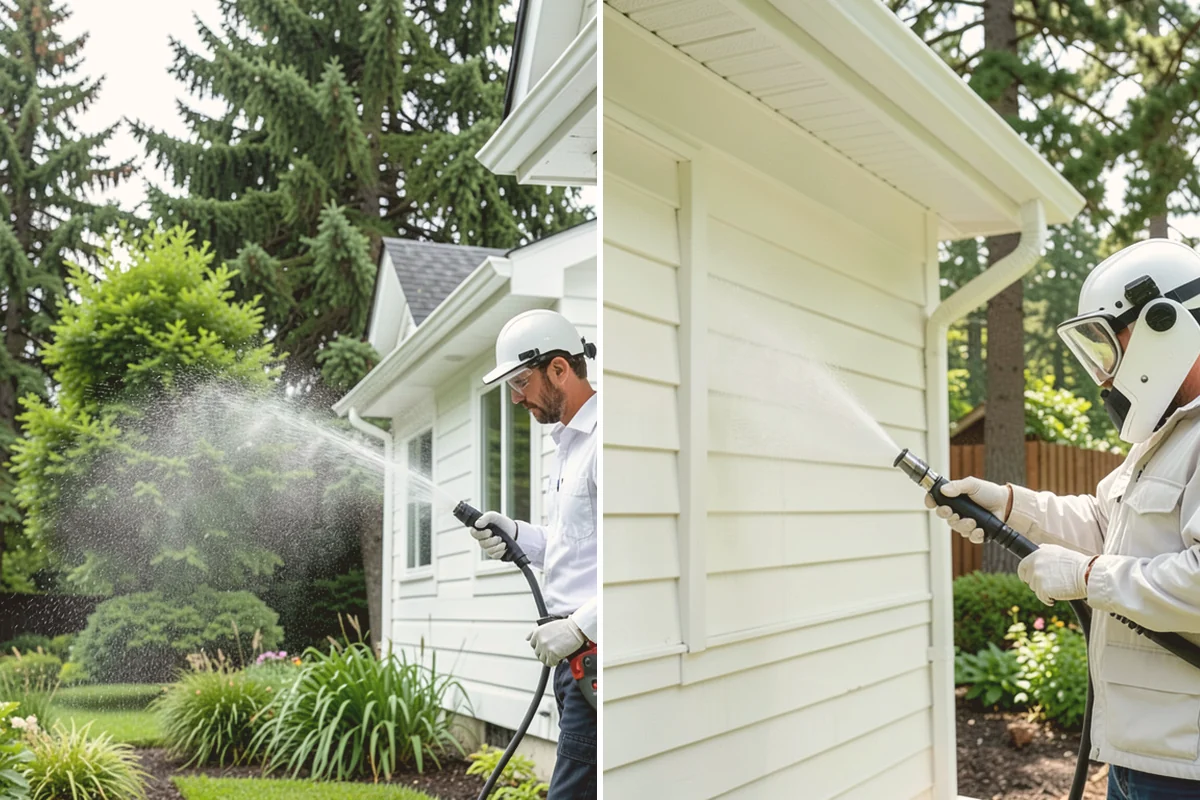 Entrance Canopy Cleaning in Milton, King County, WA - Protect the entry area and stage safe overhead access