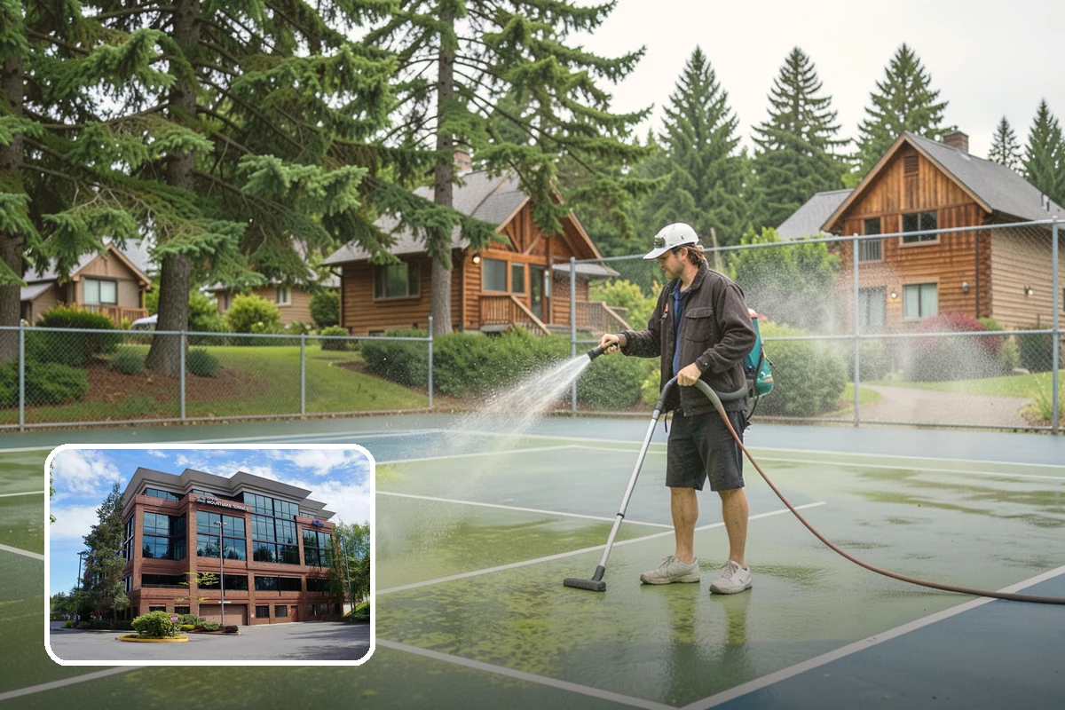 Entrance Canopy Cleaning in Mountlake Terrace, Snohomish County, WA - Brightens the canopy underside that visitors see first