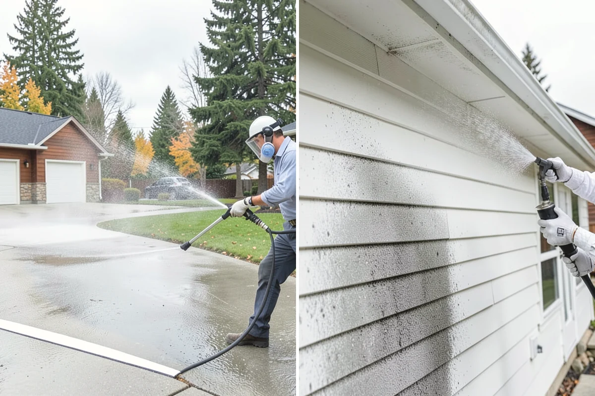 Entrance Canopy Cleaning in Mountlake Terrace, Snohomish County, WA - Protect the entry area and stage safe overhead access