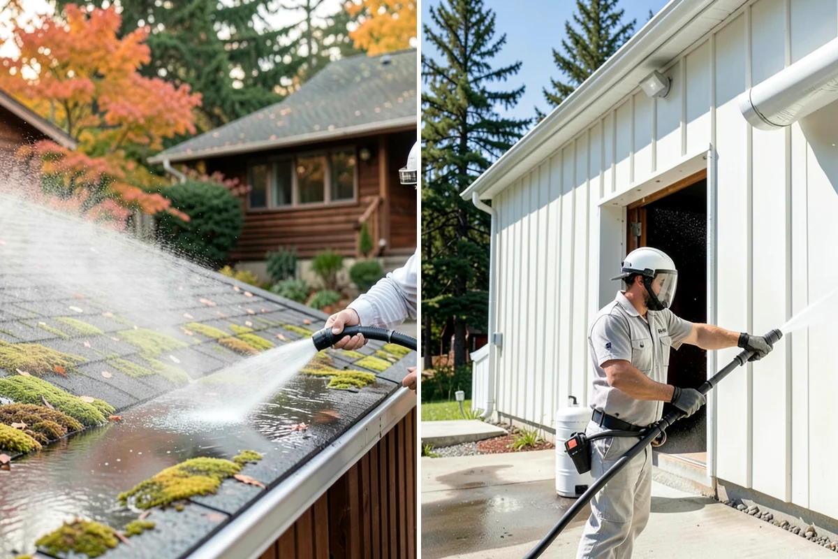 Entrance Canopy Cleaning in Normandy Park, King County, WA - Protect the entry area and stage safe overhead access