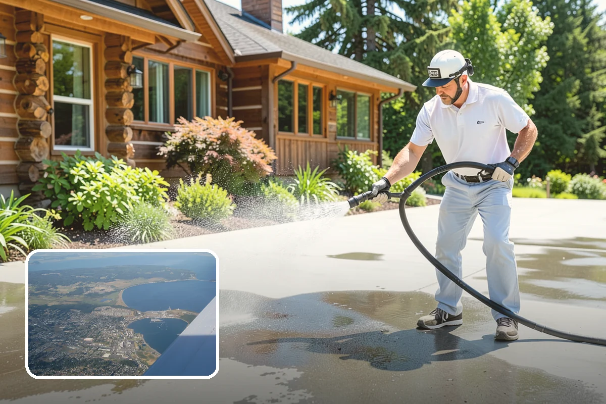 Entrance Canopy Cleaning in Oak Harbor, Island County, WA - Brightens the canopy underside that visitors see first