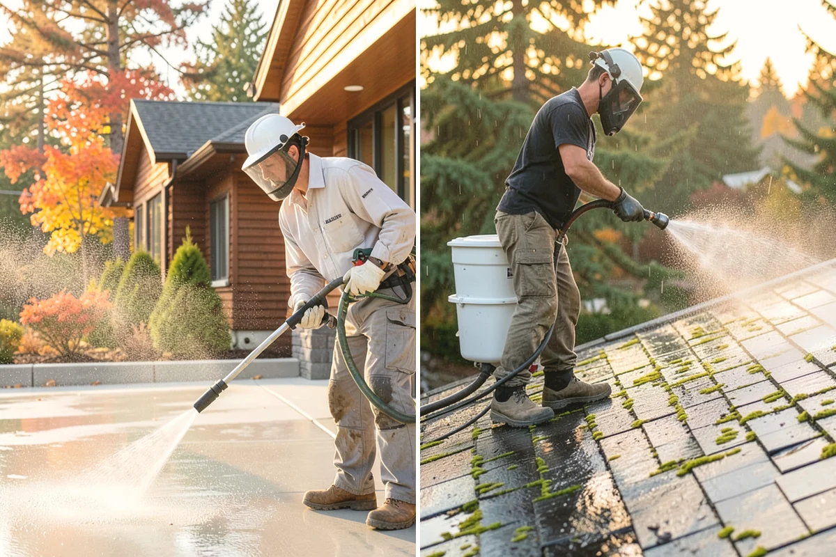 Entrance Canopy Cleaning in Oak Harbor, Island County, WA - Protect the entry area and stage safe overhead access