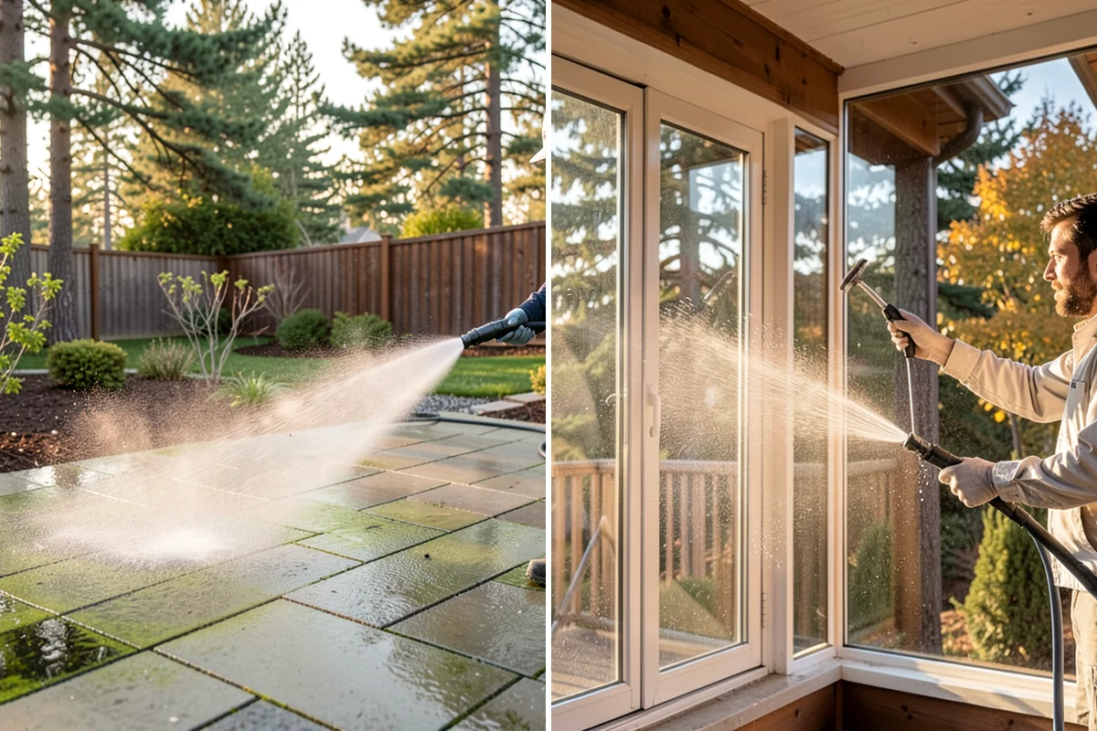 Entrance Canopy Cleaning in Pacific, King County, WA - Protect the entry area and stage safe overhead access