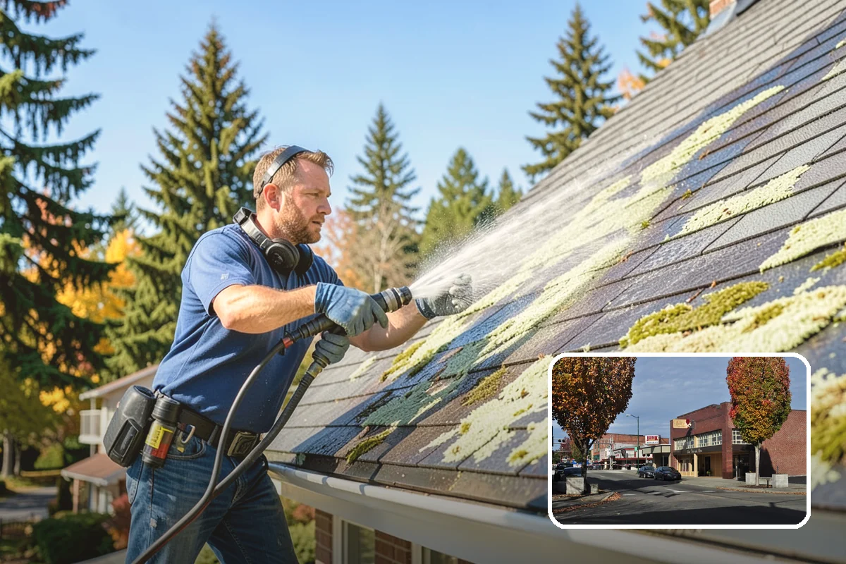 Entrance Canopy Cleaning in Puyallup, Pierce County, WA - Brightens the canopy underside that visitors see first
