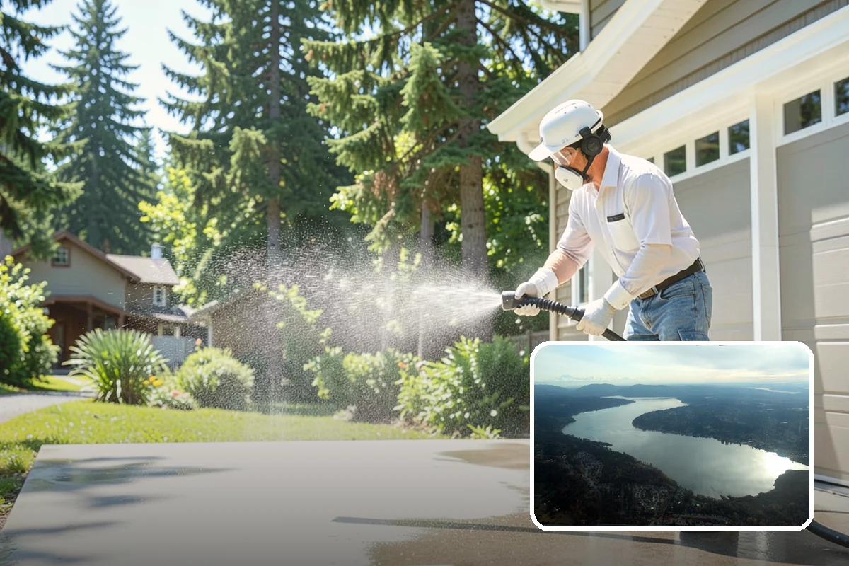 Entrance Canopy Cleaning in Sammamish, King County, WA - Brightens the canopy underside that visitors see first