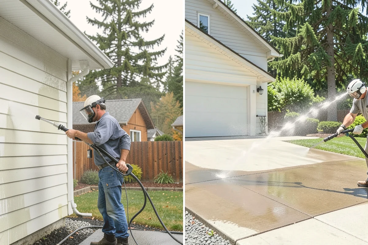 Entrance Canopy Cleaning in Sammamish, King County, WA - Protect the entry area and stage safe overhead access