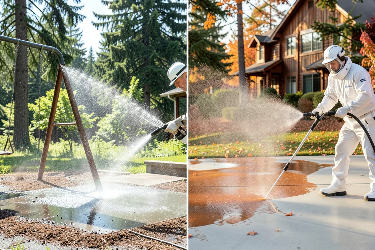 Entrance Canopy Cleaning in Shoreline, King County, WA - Protect the entry area and stage safe overhead access