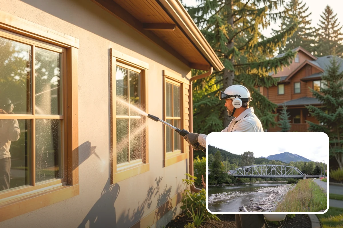 Entrance Canopy Cleaning in Skykomish, King County, WA - Brightens the canopy underside that visitors see first