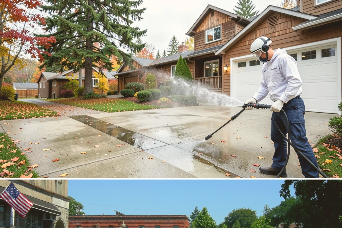 Entrance Canopy Cleaning in Snohomish, Snohomish County, WA - Spring cleaning clears the algae that accumulates over the wet winter, with a fall touch-up to remove seasonal debris.