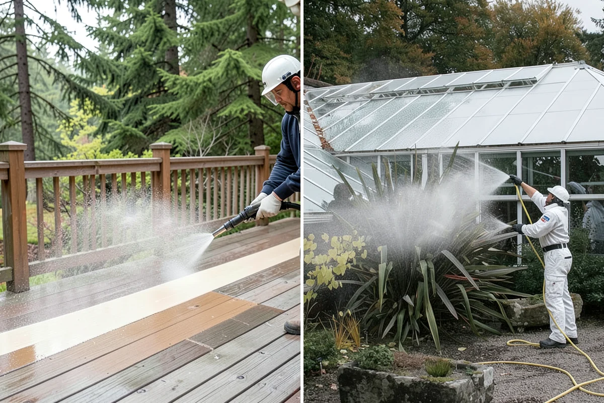 Entrance Canopy Cleaning in Snoqualmie, King County, WA - Protect the entry area and stage safe overhead access