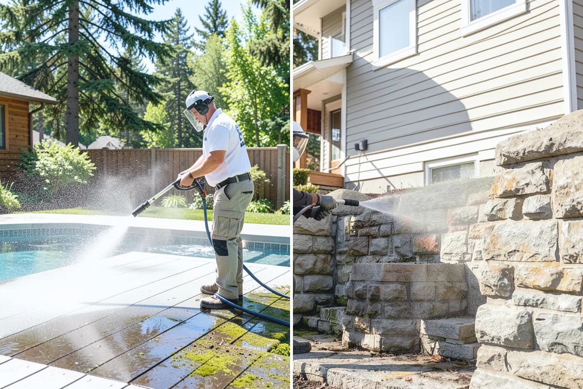 Entrance Canopy Cleaning in South Prairie, Pierce County, WA - Protect the entry area and stage safe overhead access