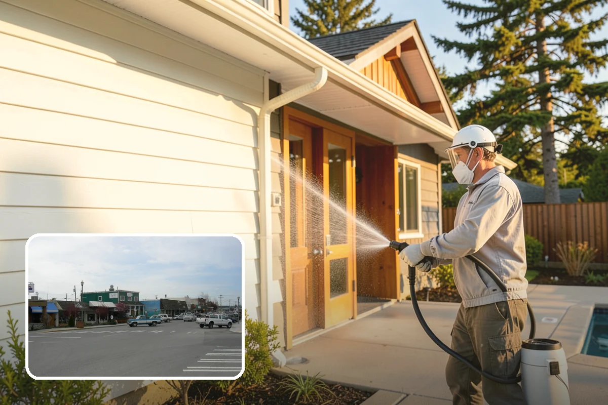 Entrance Canopy Cleaning in Stanwood, Snohomish County, WA - Brightens the canopy underside that visitors see first