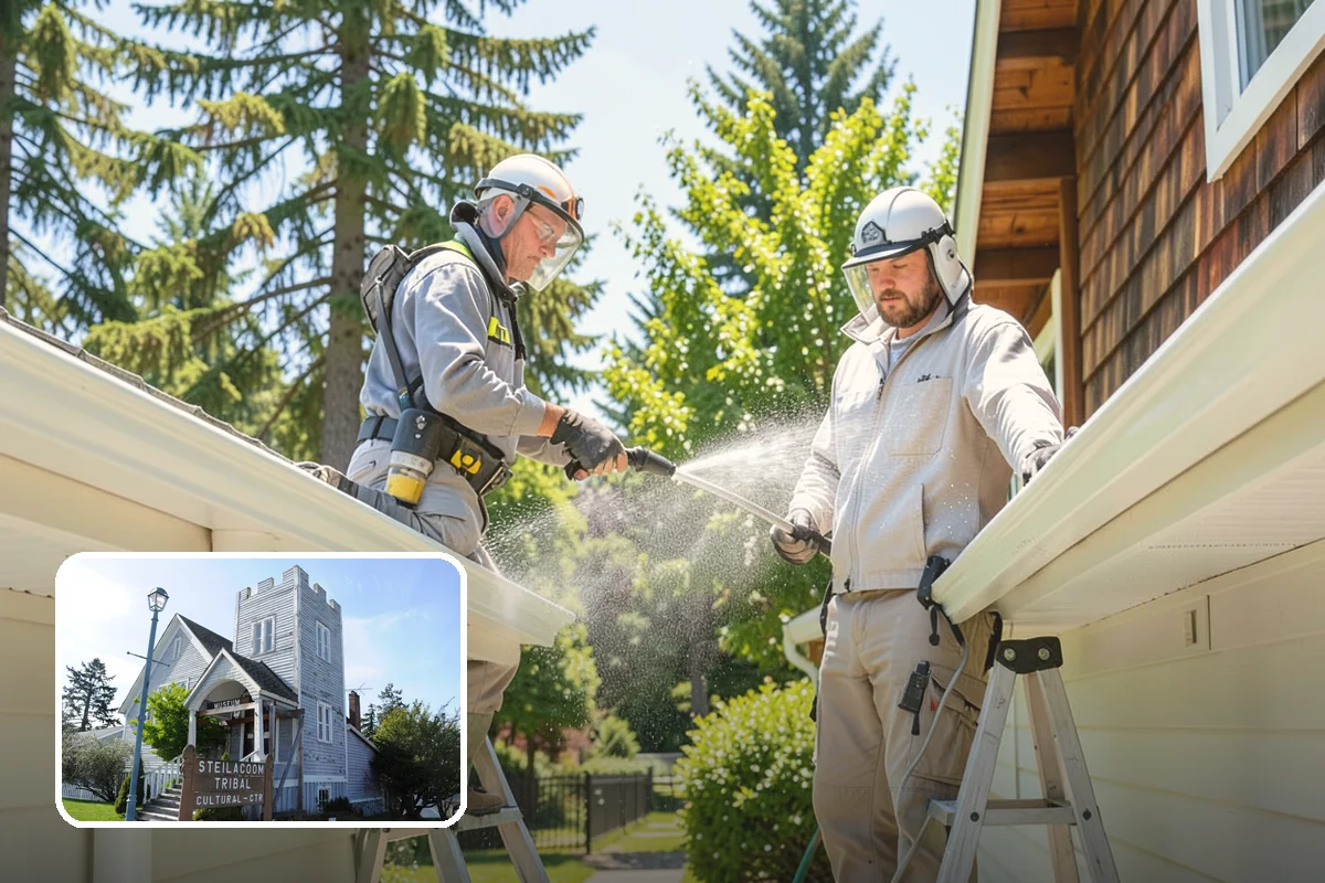 Entrance Canopy Cleaning in Steilacoom, Pierce County, WA - Brightens the canopy underside that visitors see first