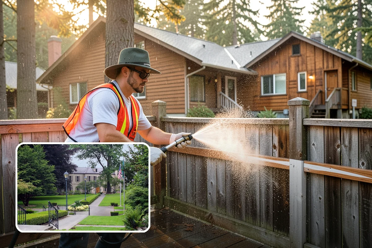 Entrance Canopy Cleaning in Woodinville, King County, WA - Brightens the canopy underside that visitors see first