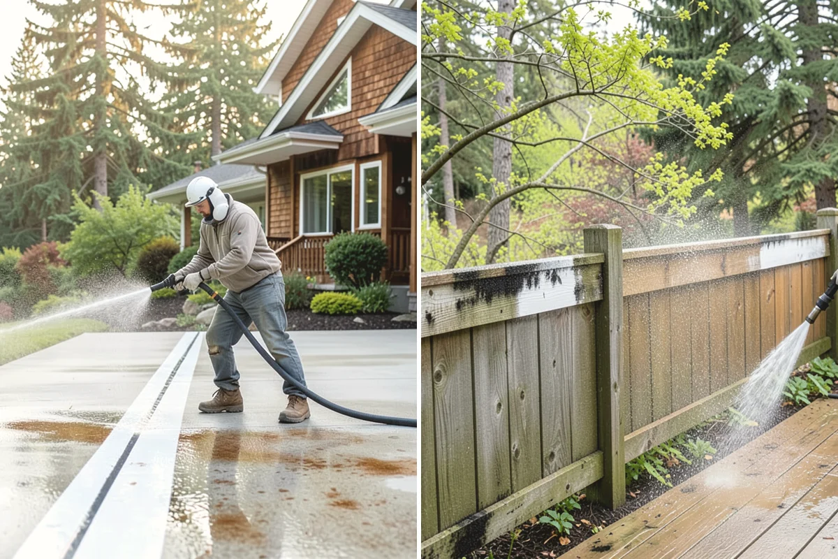 Entrance Canopy Cleaning in Yarrow Point, King County, WA - Protect the entry area and stage safe overhead access